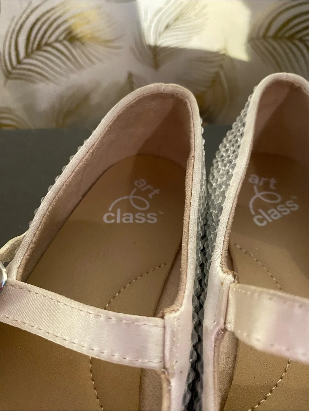 art class Girls' Ivory Rhinestone Mary Jane Flats